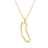 ^Maya Brenner 14k Gold California State Outline Charm Pendent 16" Necklace w/Box