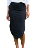 *Frank & Eileen Donegal Unforgetable Cotton Triple Fleece Pull-On Curved Hem Midi Skirt, Size M