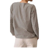 *Kule The Boyfriend Smiley Face Cotton Jersey Stripe Long Sleeve Crew Neck Tee, Size S