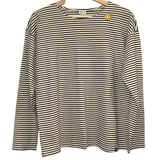 *Kule The Boyfriend Smiley Face Cotton Jersey Stripe Long Sleeve Crew Neck Tee, Size S