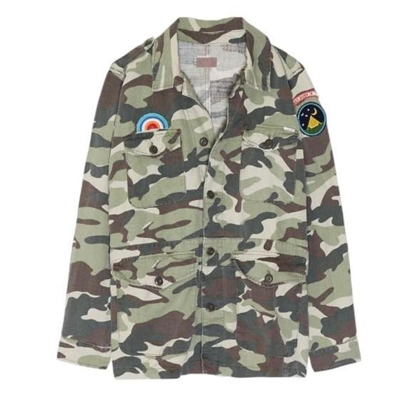 *Mother The Loose Veteran Camo Rainbow Patch Pockets Shirt Jacket, Size S