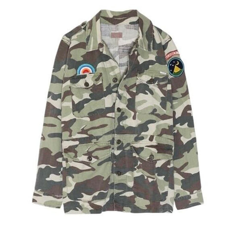 *Mother The Loose Veteran Camo Rainbow Patch Pockets Shirt Jacket, Size S