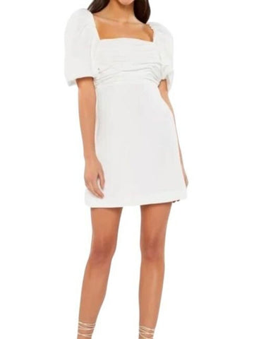 *Cinq a Sept Odele Crepe Puff Sleeve Square Neck Open Back Mini Dress, Size 2