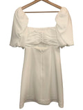 *Cinq a Sept Odele Crepe Puff Sleeve Square Neck Open Back Mini Dress, Size 2