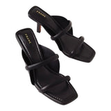 *FRAME Le Carlotta Leather Double Strap Curved Midsole Heeled Slide Sandals, Size 38.5