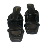 *FRAME Le Carlotta Leather Double Strap Curved Midsole Heeled Slide Sandals, Size 38.5
