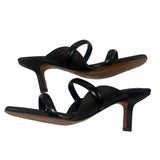 *FRAME Le Carlotta Leather Double Strap Curved Midsole Heeled Slide Sandals, Size 38.5