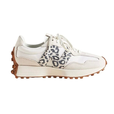 *New Balance 327 Suede & Nylon Off-White Cheetah Lace-Up Low-Top Sneakers, Size 8.5
