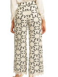 *NWT Caballero Celina Cotton Lace Crochet High-Rise Wide Leg Trousers Pants, Size XS
