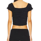 *NWT Osis Studio Clementine Cap Sleeve Wide V-Neck O-Ring Cropped Top, Size XS
