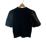 *NWT Rails Karina Mixed Media Short Puff Sleeve High Crew Sweater Top, Size XS