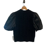*NWT Rails Karina Mixed Media Short Puff Sleeve High Crew Sweater Top, Size XS