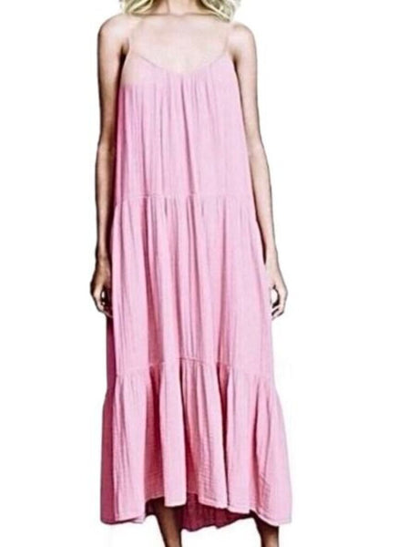 *XiRENA Ruby Cotton Gauze Cami Scoop Neck Tiered Ruffle Midi Dress, Size M