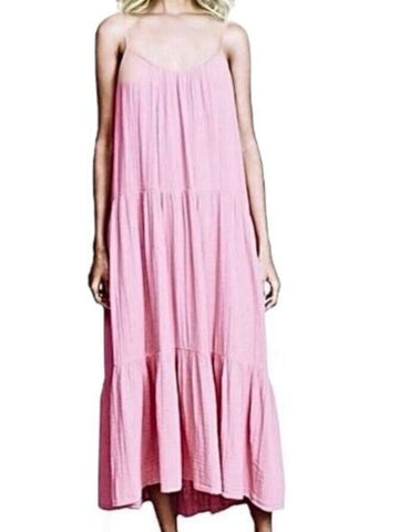 *XiRENA Ruby Cotton Gauze Cami Scoop Neck Tiered Ruffle Midi Dress, Size M