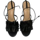 *Ulla Johnson Flora Leather Ruffled & Braided Ankle Wrap Stiletto Sandals, Size 37