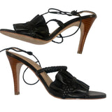 *Ulla Johnson Flora Leather Ruffled & Braided Ankle Wrap Stiletto Sandals, Size 37