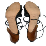 *Ulla Johnson Flora Leather Ruffled & Braided Ankle Wrap Stiletto Sandals, Size 37