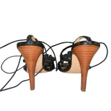 *Ulla Johnson Flora Leather Ruffled & Braided Ankle Wrap Stiletto Sandals, Size 37