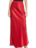 *Nation LTD Gaia Satin Elastic Waist Bias Slip Maxi Skirt, Size XS