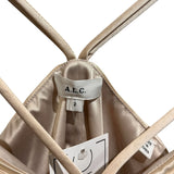 *A.L.C. Ari Satin Cala Cream Accordion Pleat V-Neck Cami Halter Cropped Top, Size 2