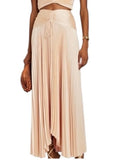 *A.L.C. Ari Satin Cala Cream Accordion Pleat Asymmetrical Hem Maxi Skirt, Size 2