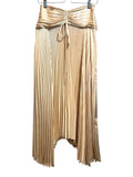 *A.L.C. Ari Satin Cala Cream Accordion Pleat Asymmetrical Hem Maxi Skirt, Size 2
