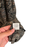 *MISA Los Angeles Aneva Paisley Shimmer Chiffon Sleeveless Tie-Back Halter Ruffled Maxi Dress, Size L