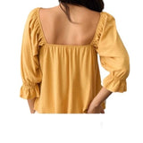 *Nation LTD Luca Cotton Jersey 3/4 Puff Sleeve Square Neck A-Line Tee Top, Size XS