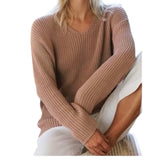 *Jenni Kayne Cotton Shaker Knit Chunky V-Neck Pullover Sweater, Size XS