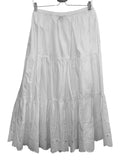 *NWT Kerri Rosenthal Gabrielle Cotton Eyelet Trim Elastic Waist Tiered Maxi Skirt, Size M