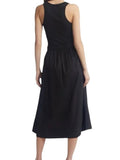 *Nation LTD Sadelle Mixed Media Rib Knit Sleeveless Scoop Neck Tank Poplin Midi Skirt, Size M