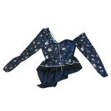 *Self-Portrait One Shoulder Star Long Sleeve Asymmetric Hem Blouse Top, Size 4