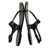 *Chanel Turnlock CC Patent Leather T-Strap Thong Slingback Flat Sandals, Size 38