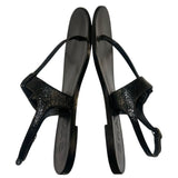 *Chanel Turnlock CC Patent Leather T-Strap Thong Slingback Flat Sandals, Size 38