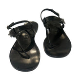 *Chanel Turnlock CC Patent Leather T-Strap Thong Slingback Flat Sandals, Size 38