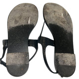*Chanel Turnlock CC Patent Leather T-Strap Thong Slingback Flat Sandals, Size 38