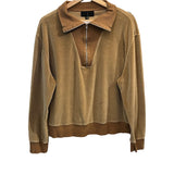 *Nili Lotan Bentley Cotton Blend Velour 1/4 Zip Pullover Sweatshirt, Size XL