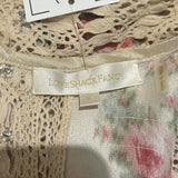 *LoveShackFancy Jacque Silk Floral Cotton Lace Long Sleeve Mock Neck Button-Back Blouse Top, Size L