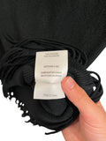 *White + Warren Black Viscose Ribbed Knit Fringe Hem Midi Skirt, Size S