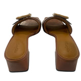 *J. McLaughlin Ninette Leather Bamboo Buckle 2" Block Heel Slide Sandals, Size 8.5