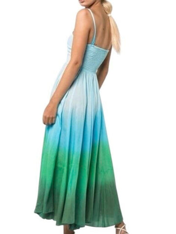 *S/W/F Tide Apron Ombre Tie Dye Square Neck Tank Maxi Dress, Size XS