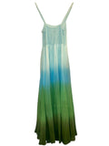*S/W/F Tide Apron Ombre Tie Dye Square Neck Tank Maxi Dress, Size XS
