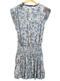 *Poupette St. Barth Estelle Floral Cap Sleeve V-Neck Surplice Ruffle Trim Mini Dress, Size XS