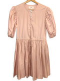 *NWT XiRENA Aurie Cotton Poplin Short Puff Sleeve Button--Up Round Neck Mini Dress, Size S