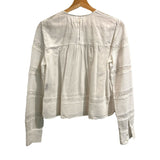 *Isabel Marant Etoile Rexton Cotton Pintuck Inset Łące Long Sleeve Crew Neck Top, Size FR 34=US 2