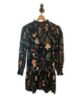 *Olivia James Lucy Botanical Floral Long Blouson Sleeve High Neck Smocked Tie Waist Mini Dress, Size XS