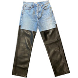 *AGOLDE 90's Pieced Pinch Waist Cotton & Recycled Leather High-Rise Ankle Jeans Pants, Size 26(2)