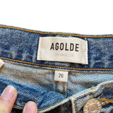 *AGOLDE 90's Pieced Pinch Waist Cotton & Recycled Leather High-Rise Ankle Jeans Pants, Size 26(2)