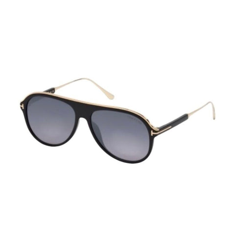 *Tom Ford Nicolai-2 TF624 01C Acetate Frame Smoke Mirrored Lens Pilot Aviator Sunglasses w/Case