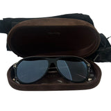 *Tom Ford Nicolai-2 TF624 01C Acetate Frame Smoke Mirrored Lens Pilot Aviator Sunglasses w/Case